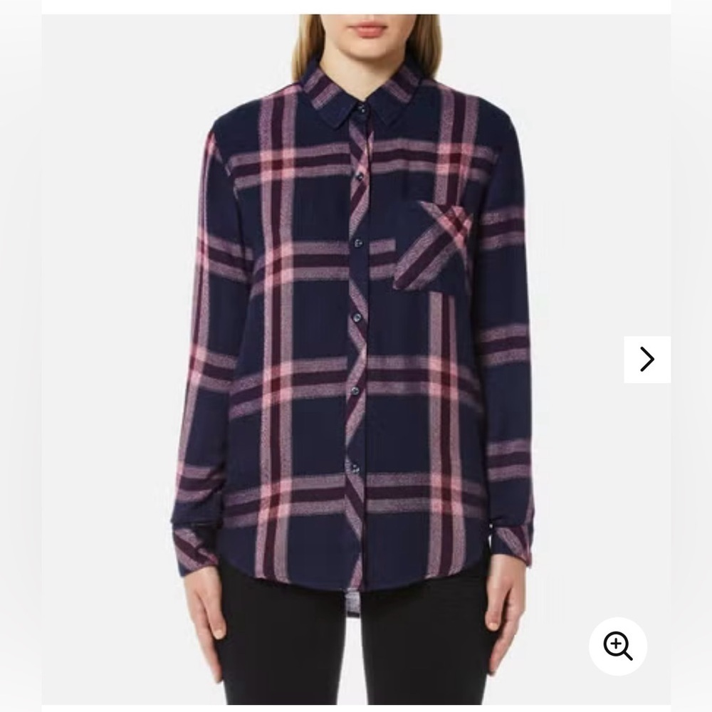 Rails Hunter Check Admiral/Cranberry Melange Button Up Shirt Size S
